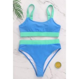 Colorblock High Waisted Bikini
